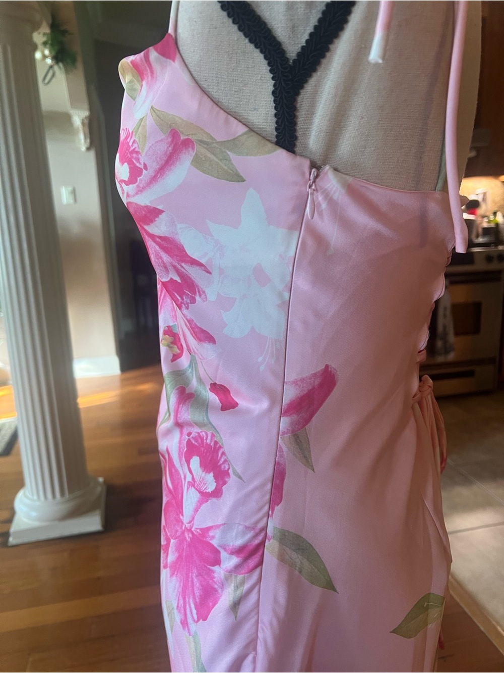 Beginning Boutique Pink Floral Satin Maxi Skirt - Picture 7 of 12
